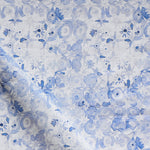 Floral pattern with blue flowers on a white background