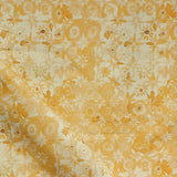 Patterned watercolor lace fabric in yellow