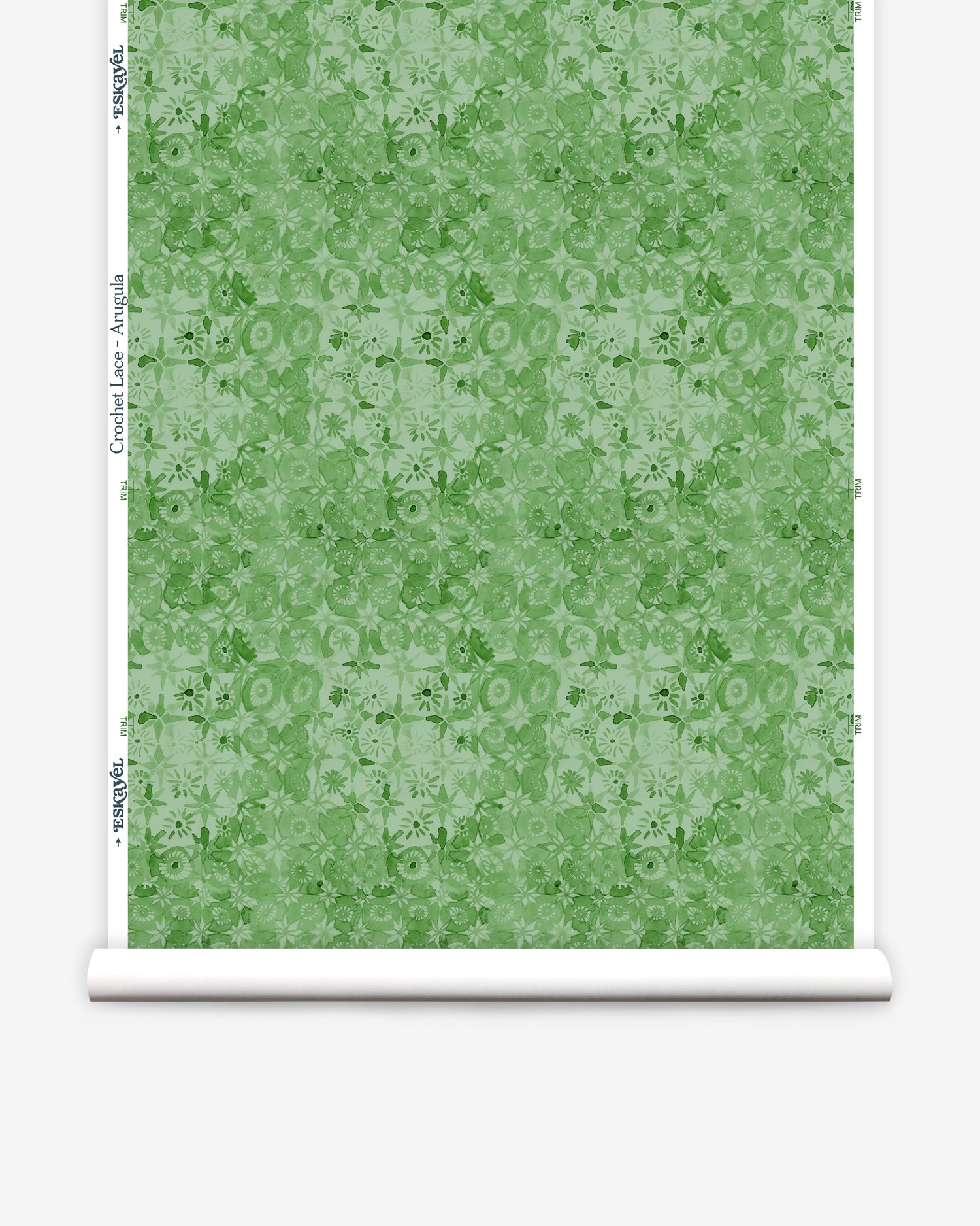Green floral patterned paper with a white border