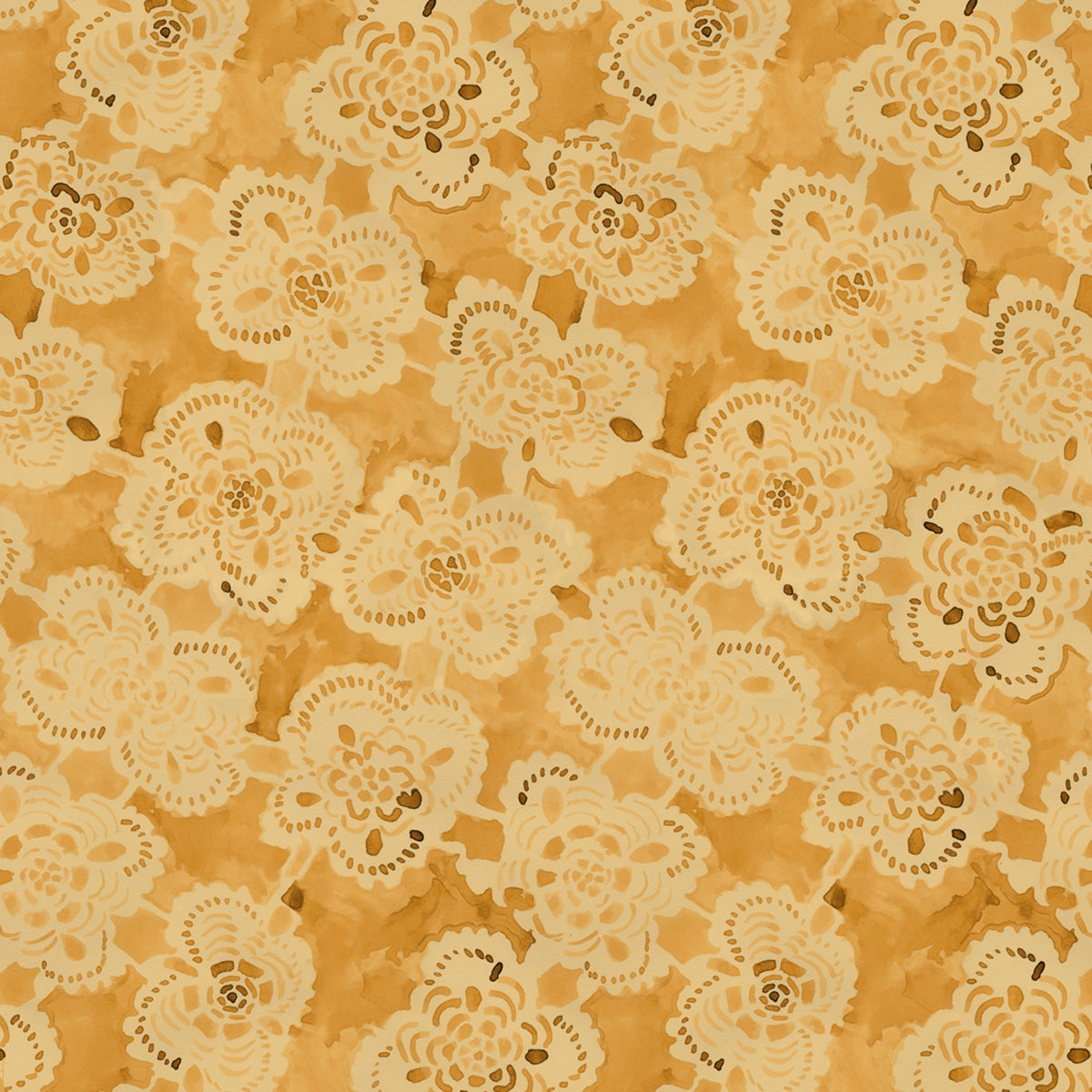 Pattern of lace flowers on a yellow background