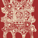 Decorative lace pattern on a red background