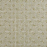 Detail of fabric in a geometric grid pattern in olive on a greige field.