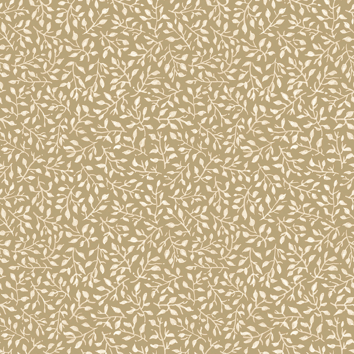 Small leaf design in white on a warm tan background