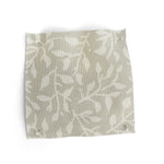 Fabric swatch with leaf pattern in pale grey on a white background