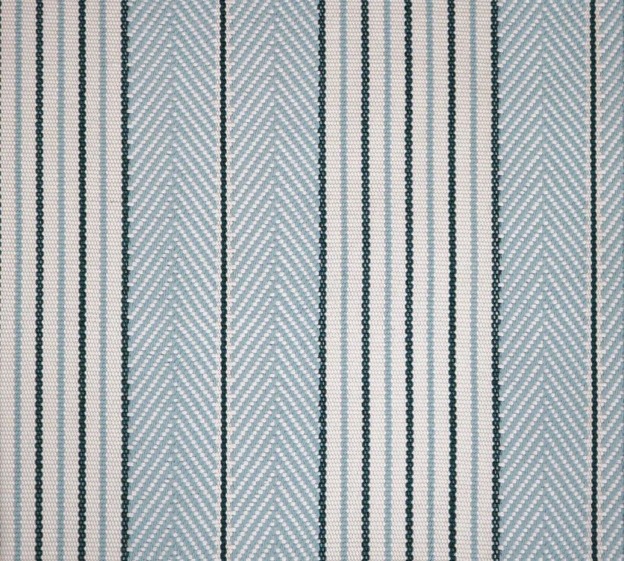 Broadloom carpet swatch in a herringbone striped pattern in a light blue design