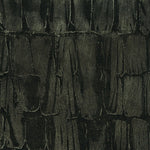 Detail of wallpaper in an abstract texutral print in metallic black.