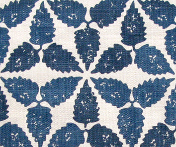 Fabric in a gridded floral print in navy on a white field.