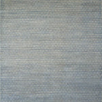 Handknoted rug in a basketweave design in blue and grey. 