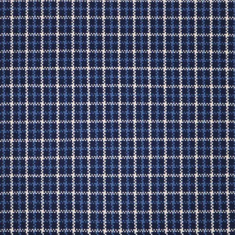 Broadloom carpet swatch in a checkered pattern in a blue design