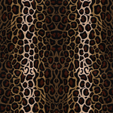 Detail of wallpaper in an ocelot print in shades of brown, tan and white.