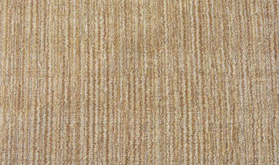 Broadloom carpet swatch in a striped pattern in a yellow tan design