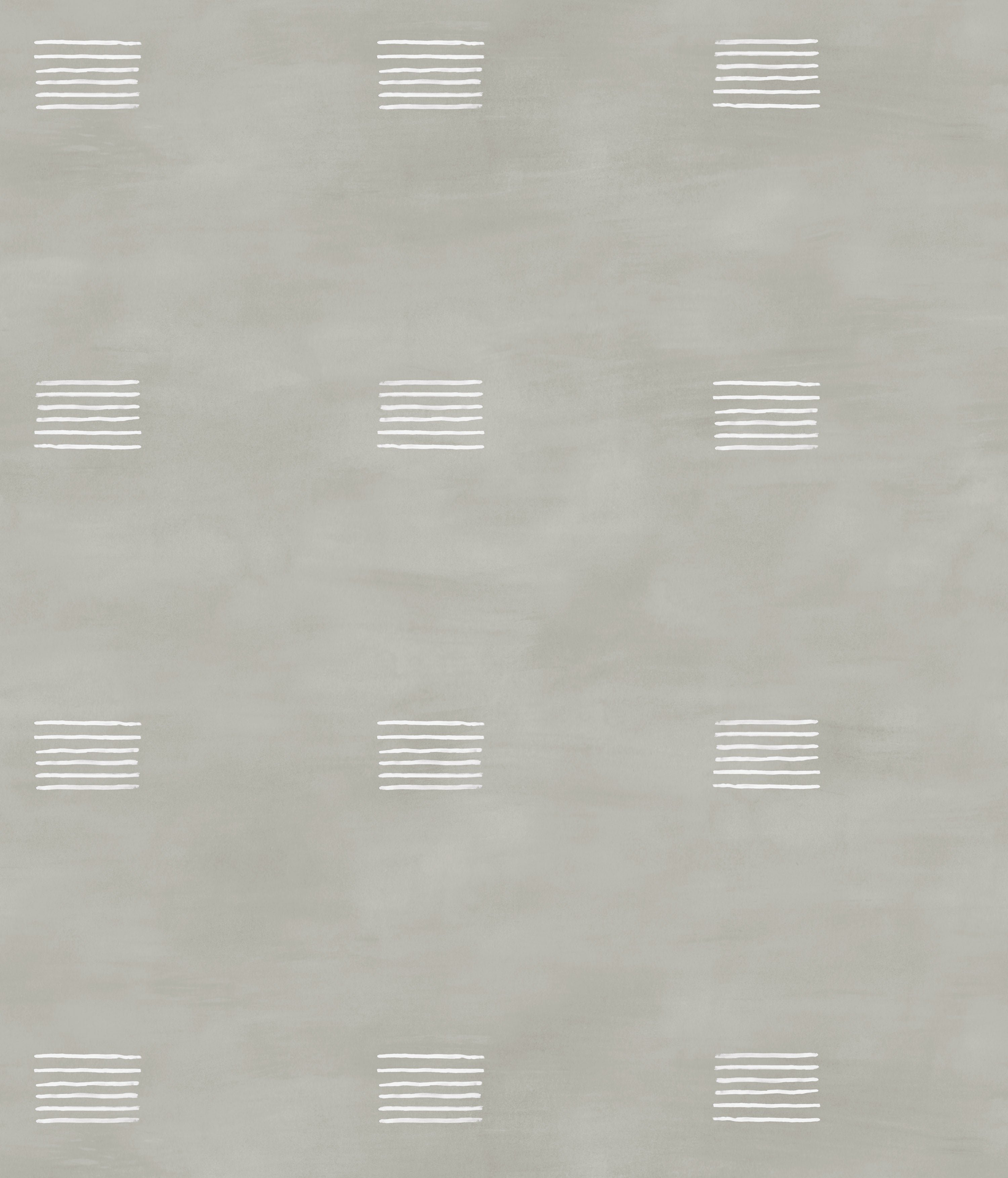 Detail of wallpaper in a gridded dash print in white on a sage field.