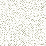 Detail of wallpaper in a scalloped dot print in sage on a white field.