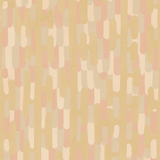 Detail of fabric in an overlapping curvilinear stripe in shades of pink and yellow.