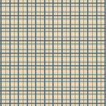 Scaled-out view of fabric in a squiggly check pattern in blue, green and gold on a light yellow field.