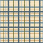 Scaled-out view of wallpaper in a squiggly check pattern in blue, green and gold on a light yellow field.