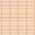 Scaled-out view of fabric in a squiggly check pattern in cream, brown and yellow on a pink field.