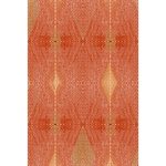 Artwork rendering of a flatwoven rug in a graphic diamond pattern in shades of orange, rust and brow