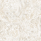 Detail of wallpaper in a playful abstract sun print in brown on a cream field.