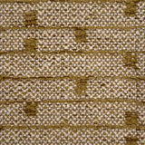 Textural flatweave rug in a modern stripe geometric design in yellow ochre on a taupe field.