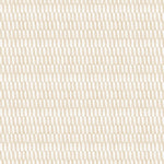 Detail of fabric in a playful triangular stripe print in white and light brown.