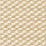 Detail of fabric in a playful triangular stripe print in tan and light brown.