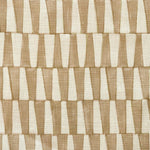 Close-up of fabric in a playful triangular stripe print in tan and light brown.