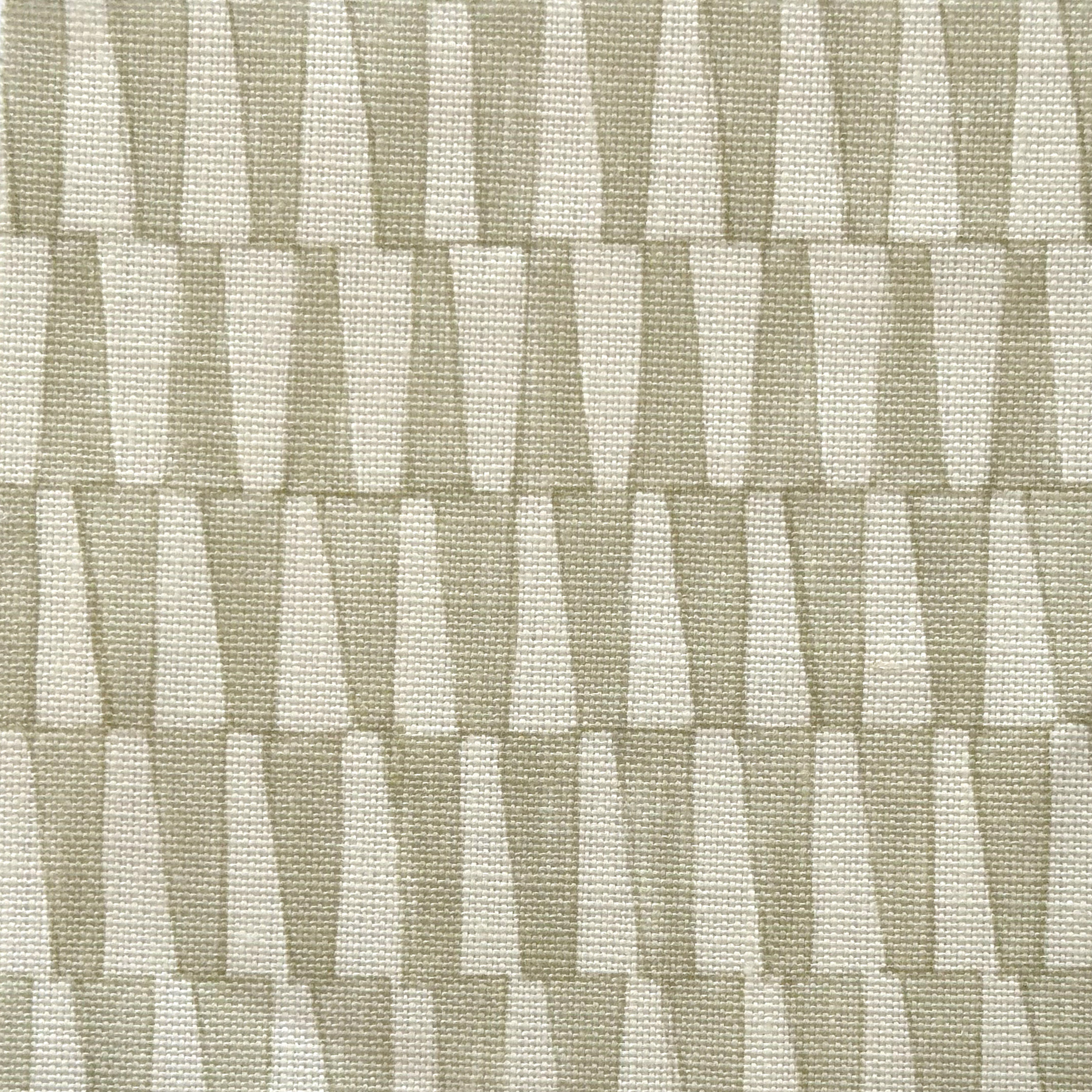 Close-up of fabric in a playful triangular stripe print in gray and cream.