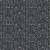 Scaled-out view of wallpaper in a statement desert print with snakes, cow skulls and flowering plants. Field is green.