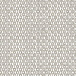 Detail of wallpaper in a geometric grid print in gray on a white field.