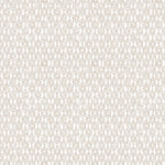 Detail of wallpaper in a geometric grid print in cream on a white field.