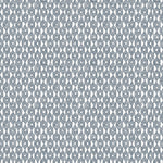 Detail of fabric in a geometric grid print in navy on a white field.