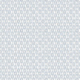 Detail of wallpaper in a geometric grid print in light blue on a white field.