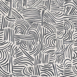 Detail of wallpaper in an abstract linear print in black on a white field.