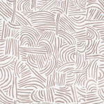 Detail of wallpaper in an abstract linear print in blush on a white field.