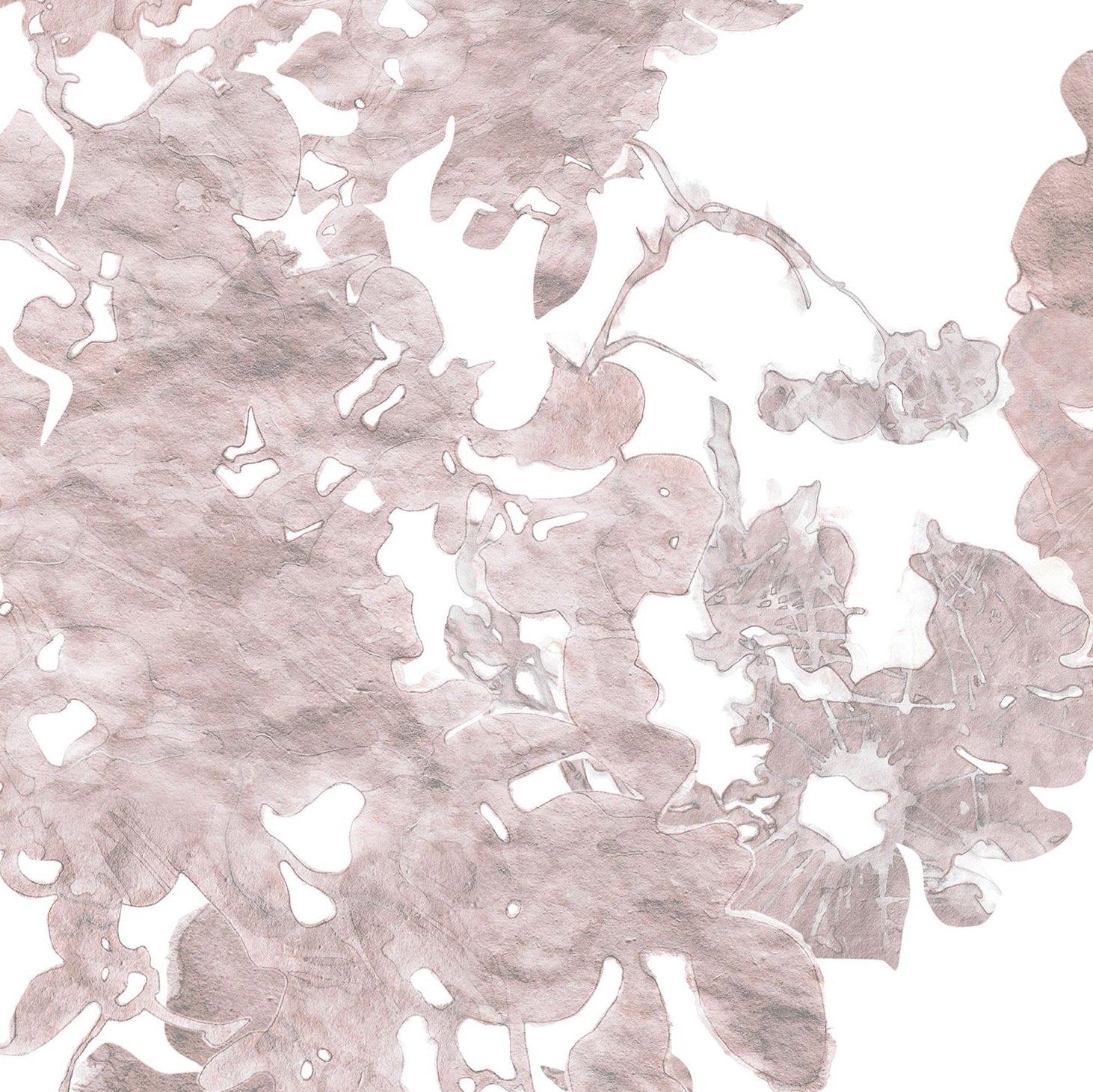 Detail of an abstract watercolor pattern in mauve and white. 