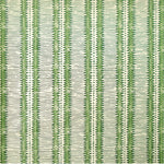 Detail of wallpaper in a dense tribal stripe pattern in shades of cream and green.