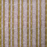 Detail of wallpaper in a dense tribal stripe pattern in shades of cream, mustard and brown.