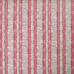 Detail of wallpaper in a dense tribal stripe pattern in shades of cream, red and pink.