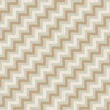 Detail of fabric in a playful zigzag stripe print in shades of brown, gray and white.