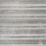 Textured carpet with horizontal loop and raised cut pile stripes in grey.