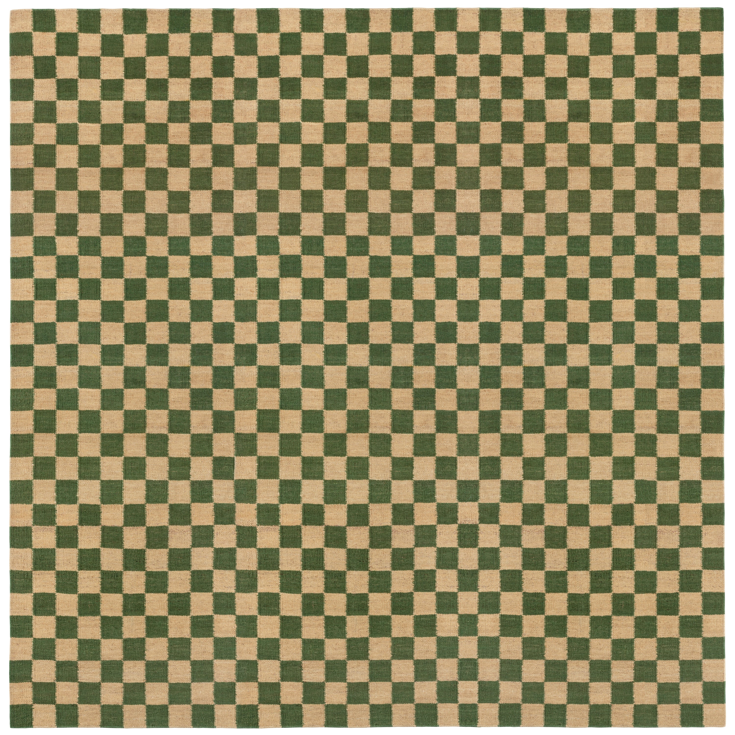 Checkerboard Rug in Pawn, a green and tan checkered pattern. 