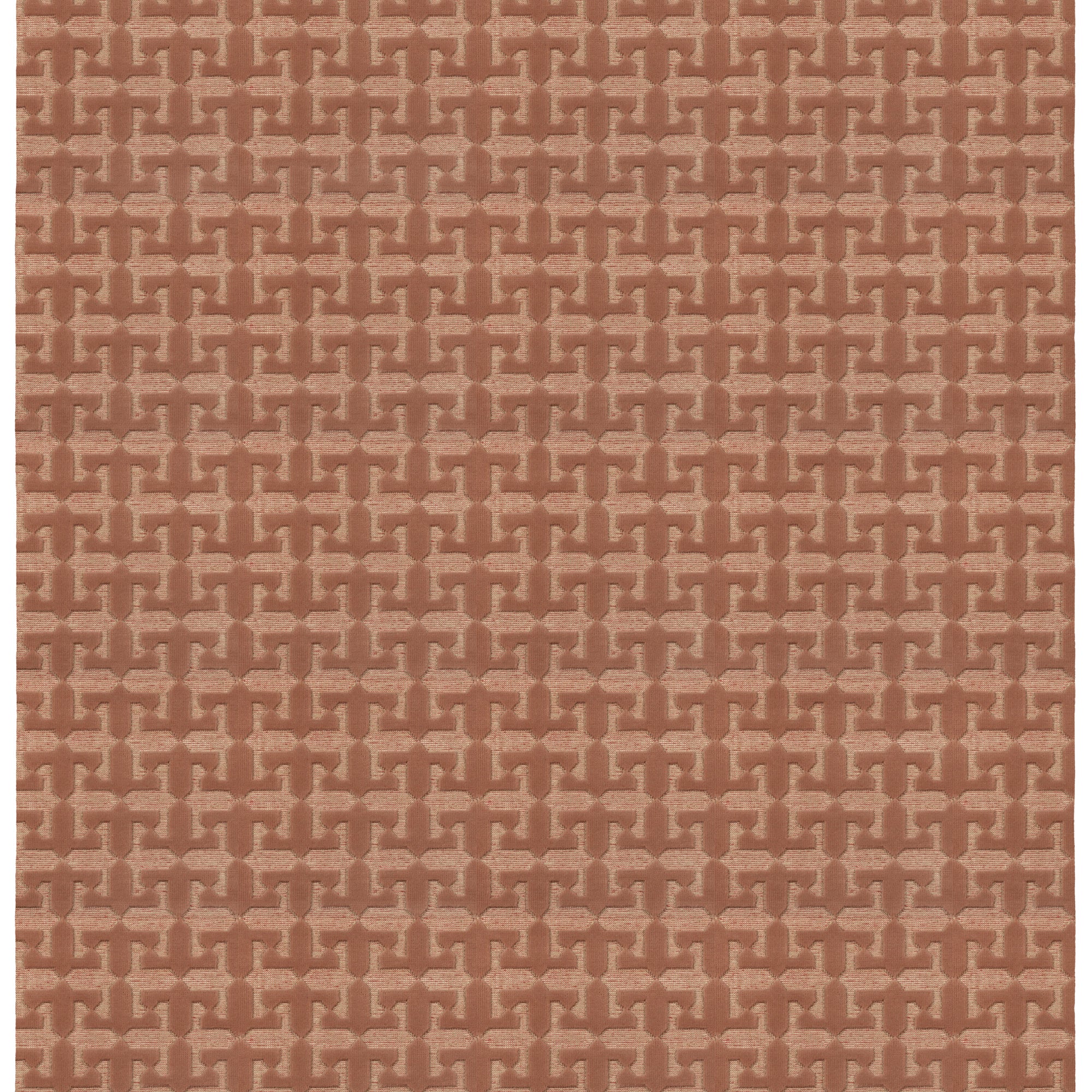 Full size Iseo Rug in Conch, a textural monochromatic abstract geometric pattern in terracotta coral color. 