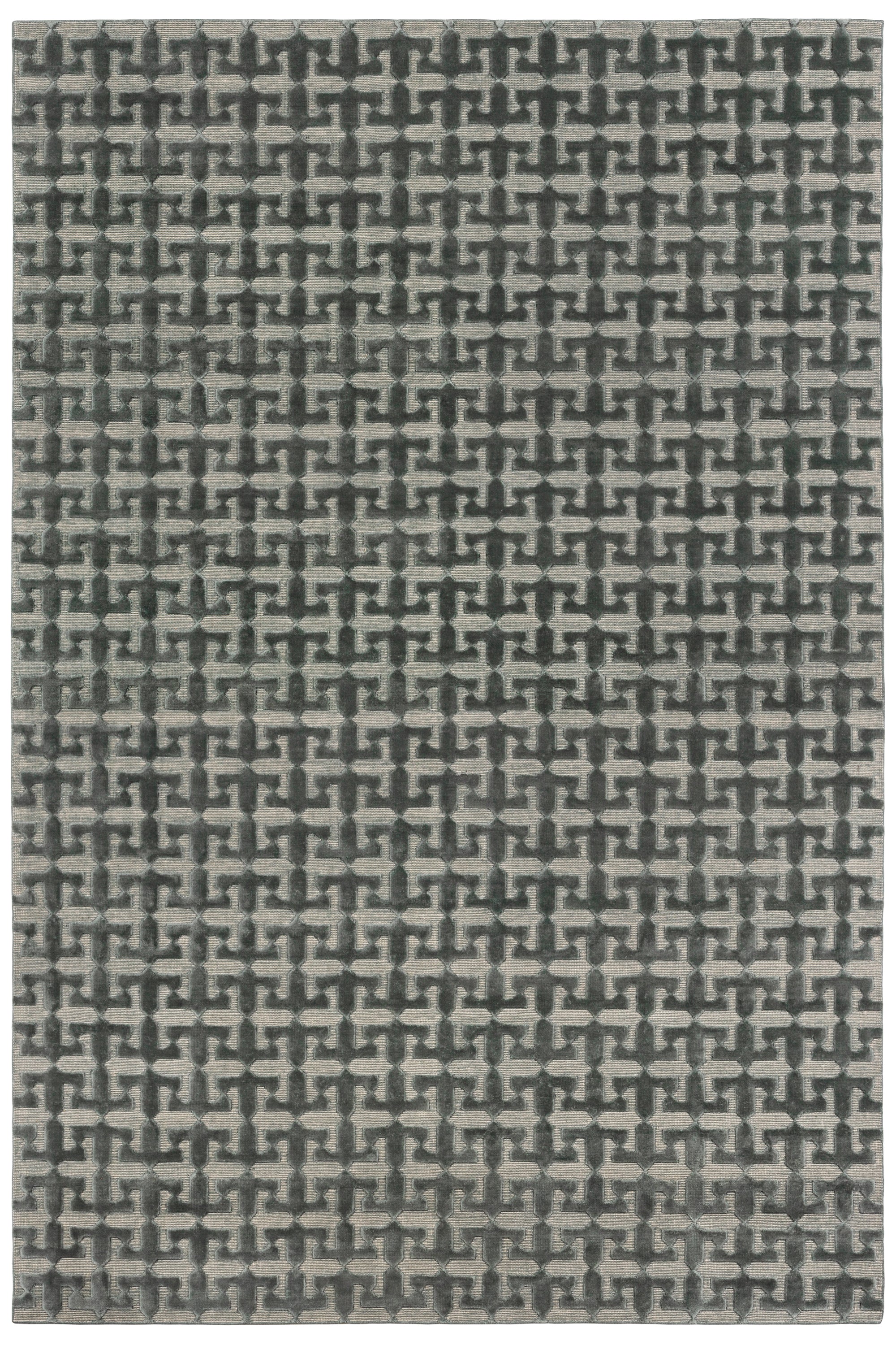 Full size Iseo Rug in Winter Sky, a textural monochromatic abstract geometric pattern in slate grey. 