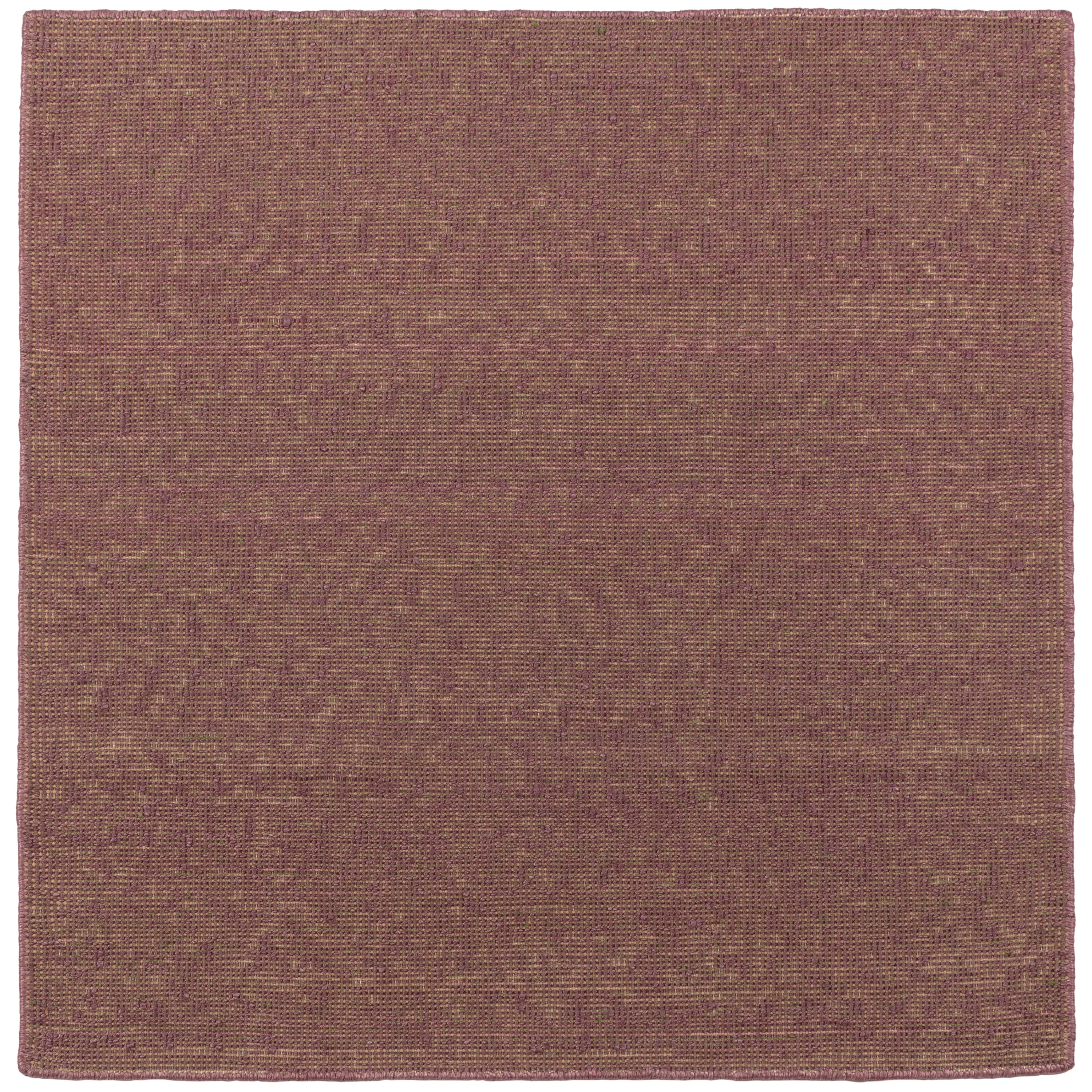 Detail of the Penta Rug in Sea Heather, a subtle striated pattern in warm purple and taupe. 