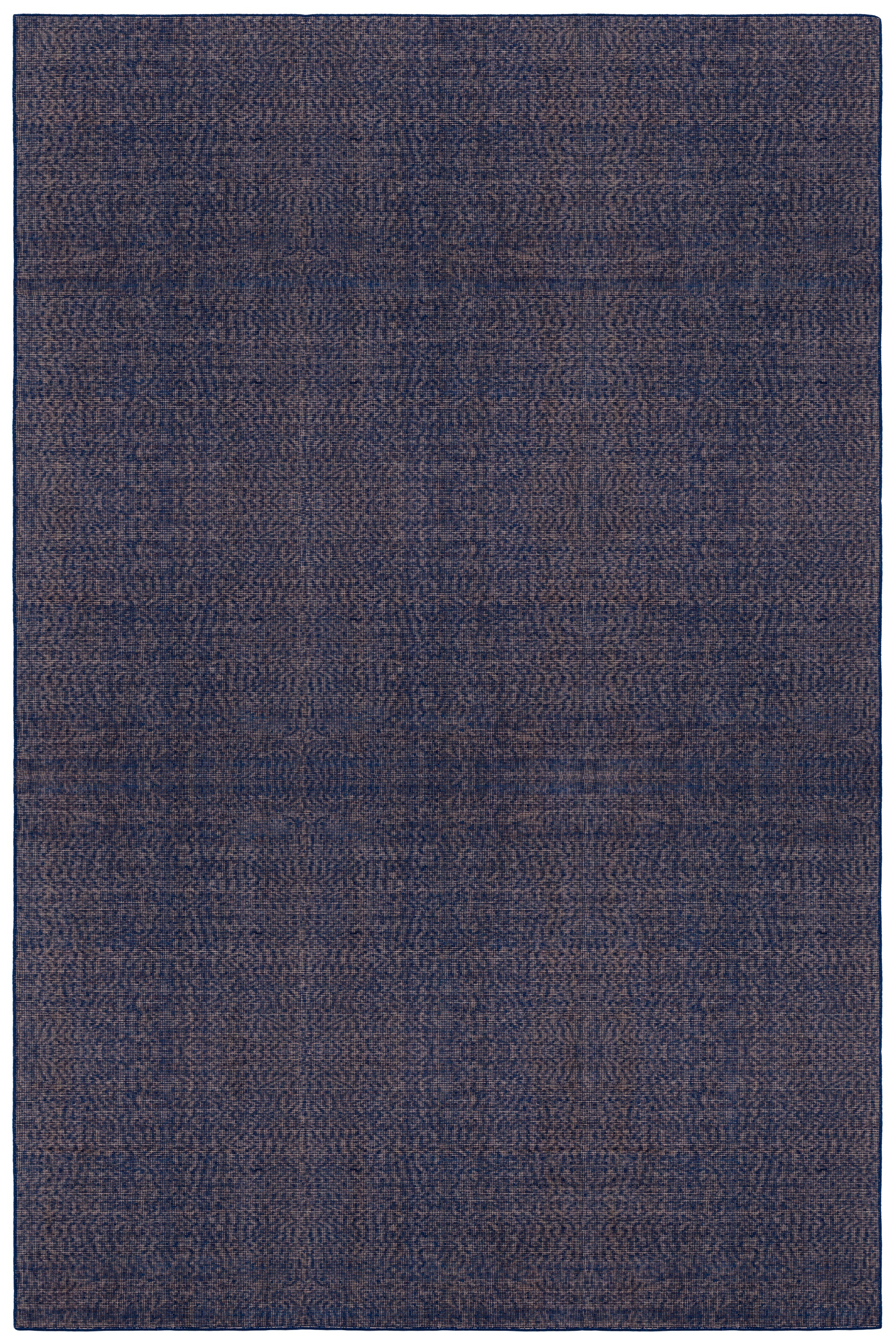 Full Size Penta Rug in Tempestl, a subtle striated pattern in indigo blue and taupe. 