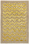 Full size Penta Chevron Rug in Lemon Topaz a lemon yellow chevron pattern on a taupe field with a wide solid border. 