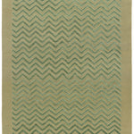 Full size Penta Chevron Rug in Pale Jade a light green chevron pattern on a lime green  field with a wide solid border. 