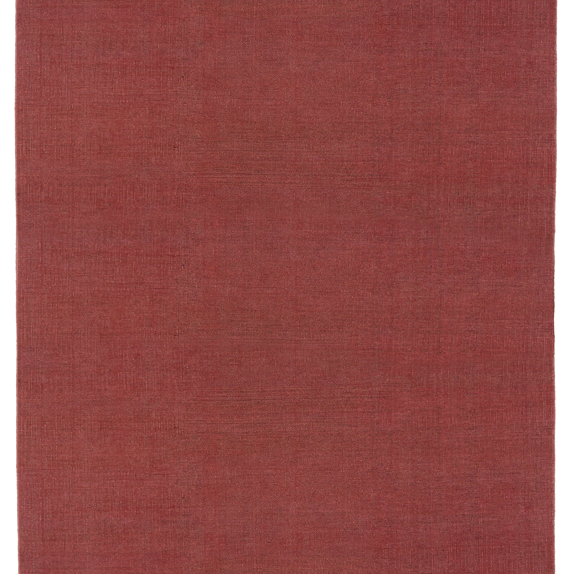 Full Size Plain Stitched Border Rug in Carmine, a solid red rug with a black border with black border with pink and taupe dashes. 