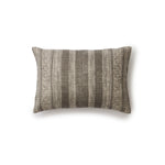 Rectangular throw pillow in a striped pattern of intricate white lines over a washed charcoal background.